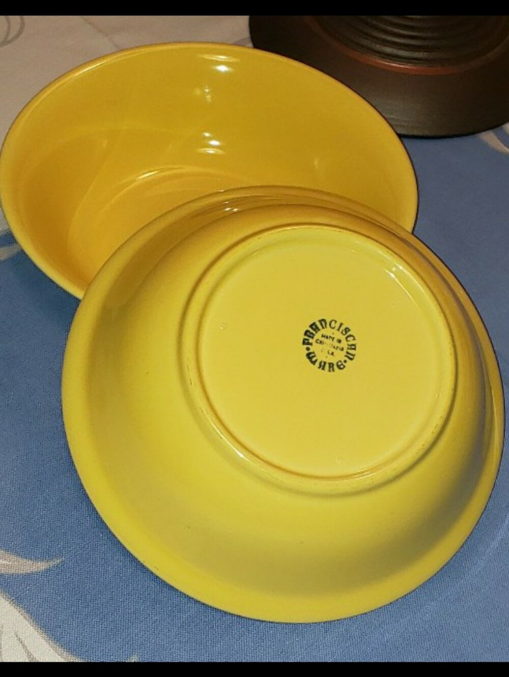 Set Of Two (2) Mid-Century Yellow Fransiscan Serving Bowls